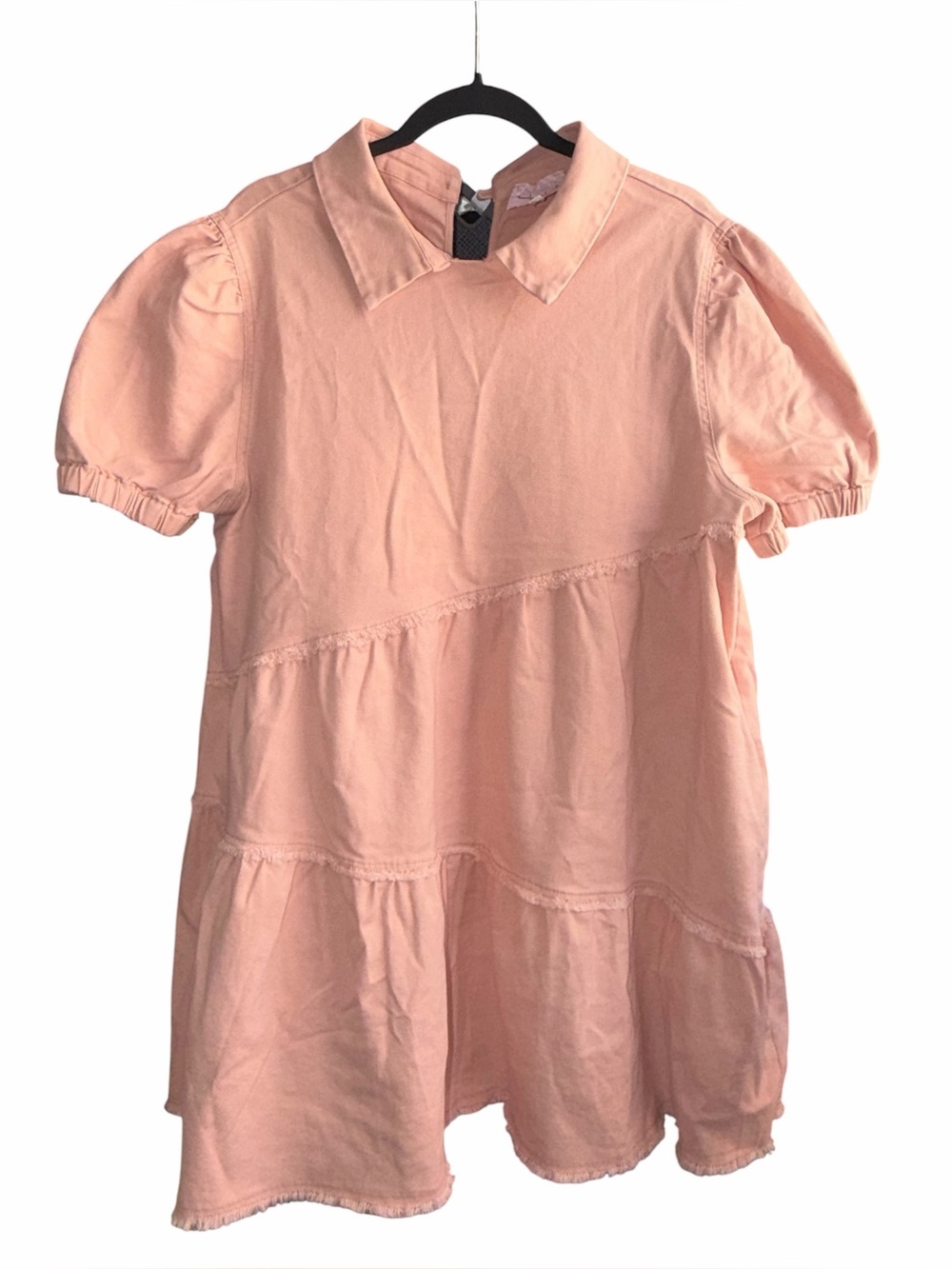 Fantastic Fawn. Pink Puff Short Sleeve Tiered Dress
